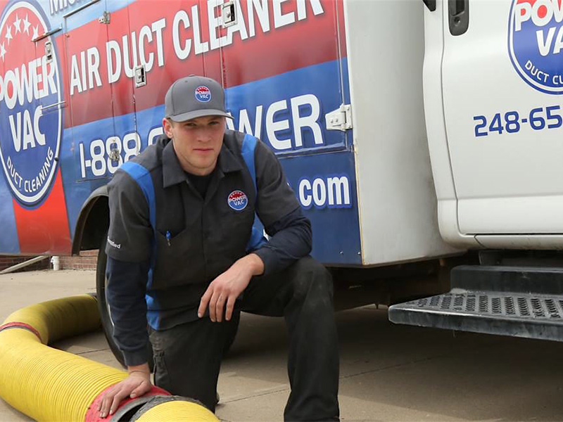 A Power Vac Tech. ready to provide duct cleaning services in Auburn Hills, MI.